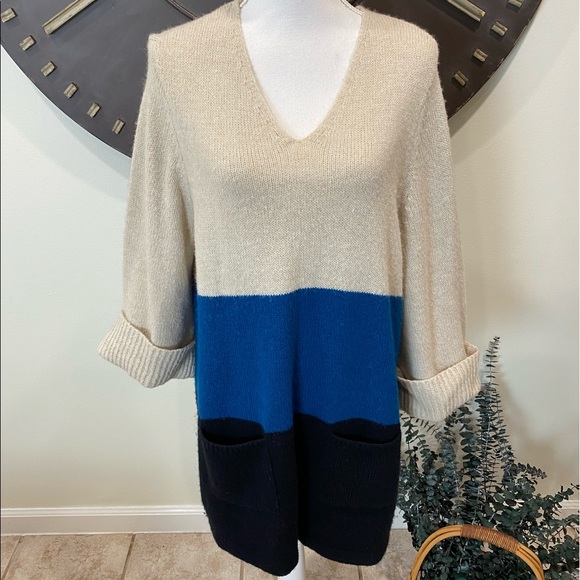 Style & Co, Plus Size 2X Sweater V-Neck tricolor Knit Long - Picture 7 of 12